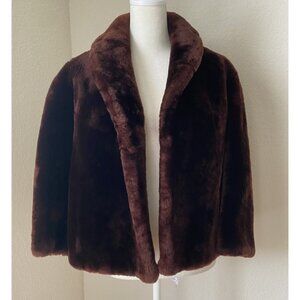 Vintage Brown Fur Label Authority M/L Brown Fur Coat Jacket w Floral Silk Lining